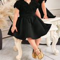 Baby 3D Rose Pattern V Neck Dress Black