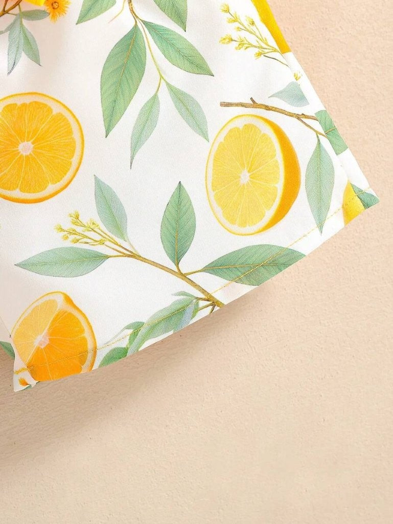 Baby Summer Lemon Print Short And Tee Set