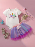 Baby 2 Piece One Year Old Unicorn Birthday Outfit