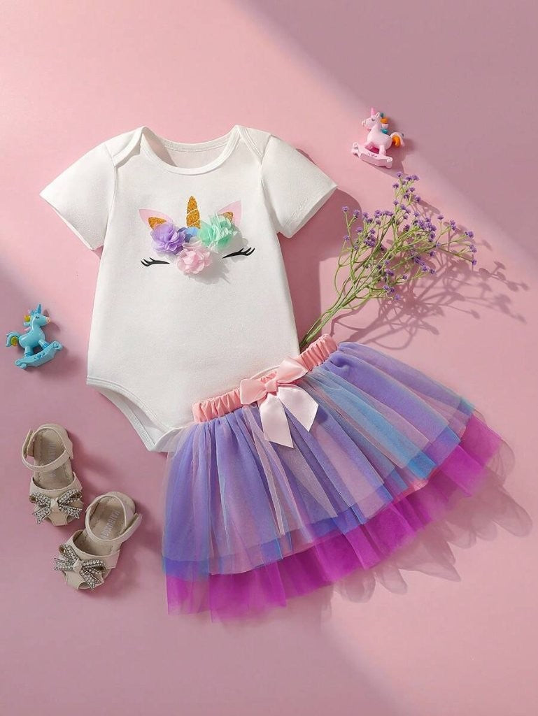Baby 2 Piece One Year Old Unicorn Birthday Outfit