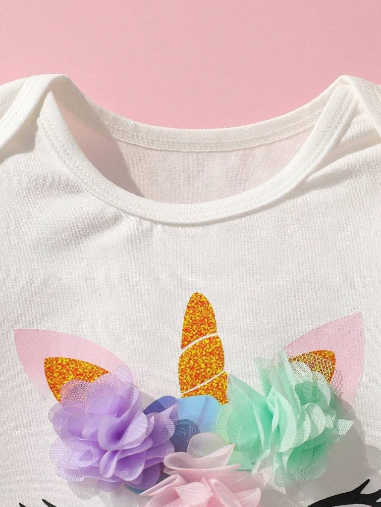 Baby 2 Piece One Year Old Unicorn Birthday Outfit