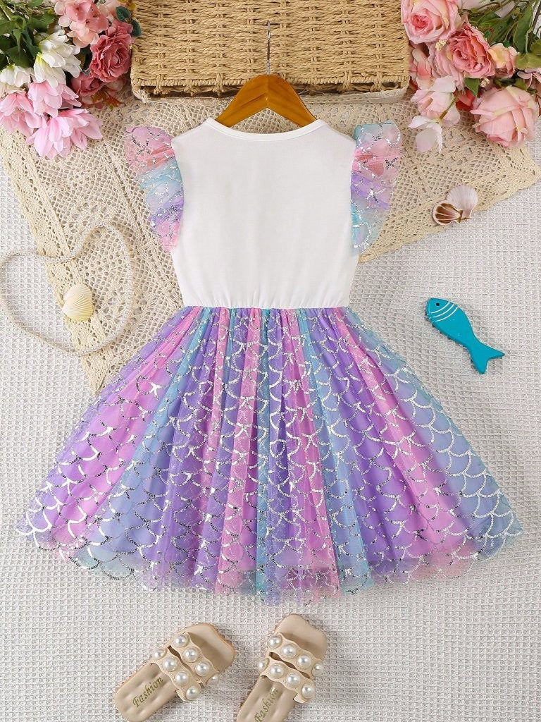 Baby Girls Mermaid Character Print Dress