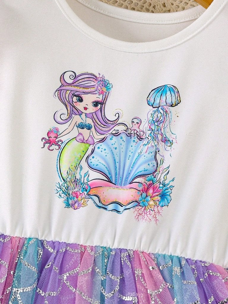 Baby Girls Mermaid Character Print Dress
