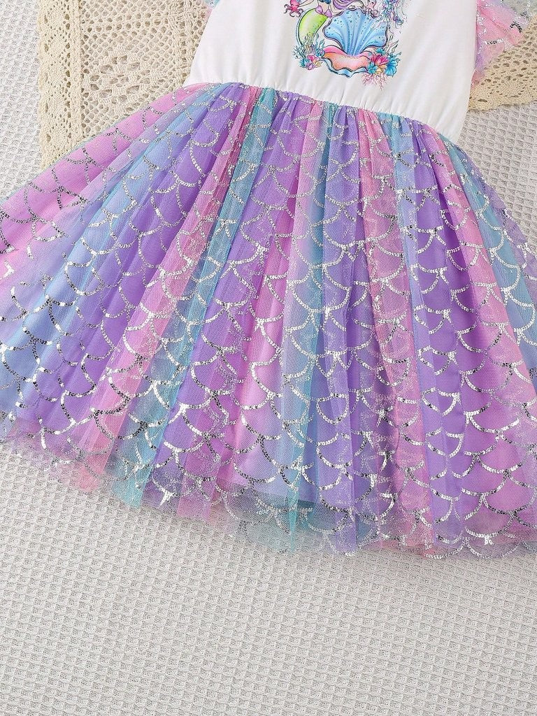 Baby Girls Mermaid Character Print Dress