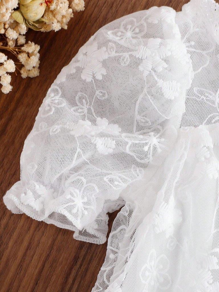 Baby White Lace Neck Embroidery Dress