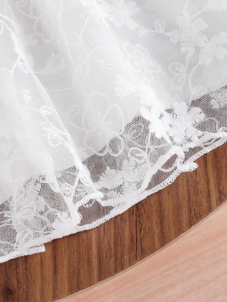 Baby White Lace Neck Embroidery Dress