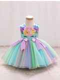 Baby Unicorn Colourful Green Princess Dress