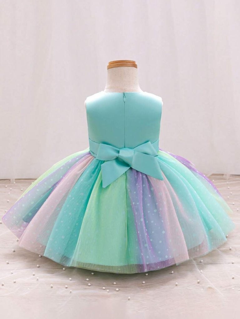 Baby Unicorn Colourful Green Princess Dress
