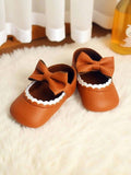 Baby Cute Mary Jane White Flats Brown