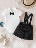 Baby Stripe Bow Tie Formal Outfit Black
