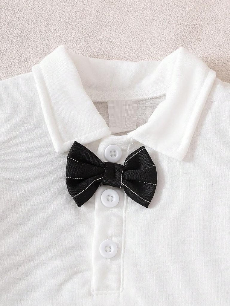 Baby Stripe Bow Tie Formal Outfit Black