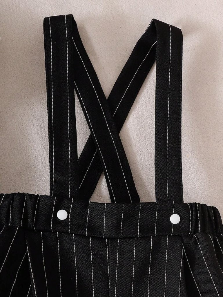Baby Stripe Bow Tie Formal Outfit Black