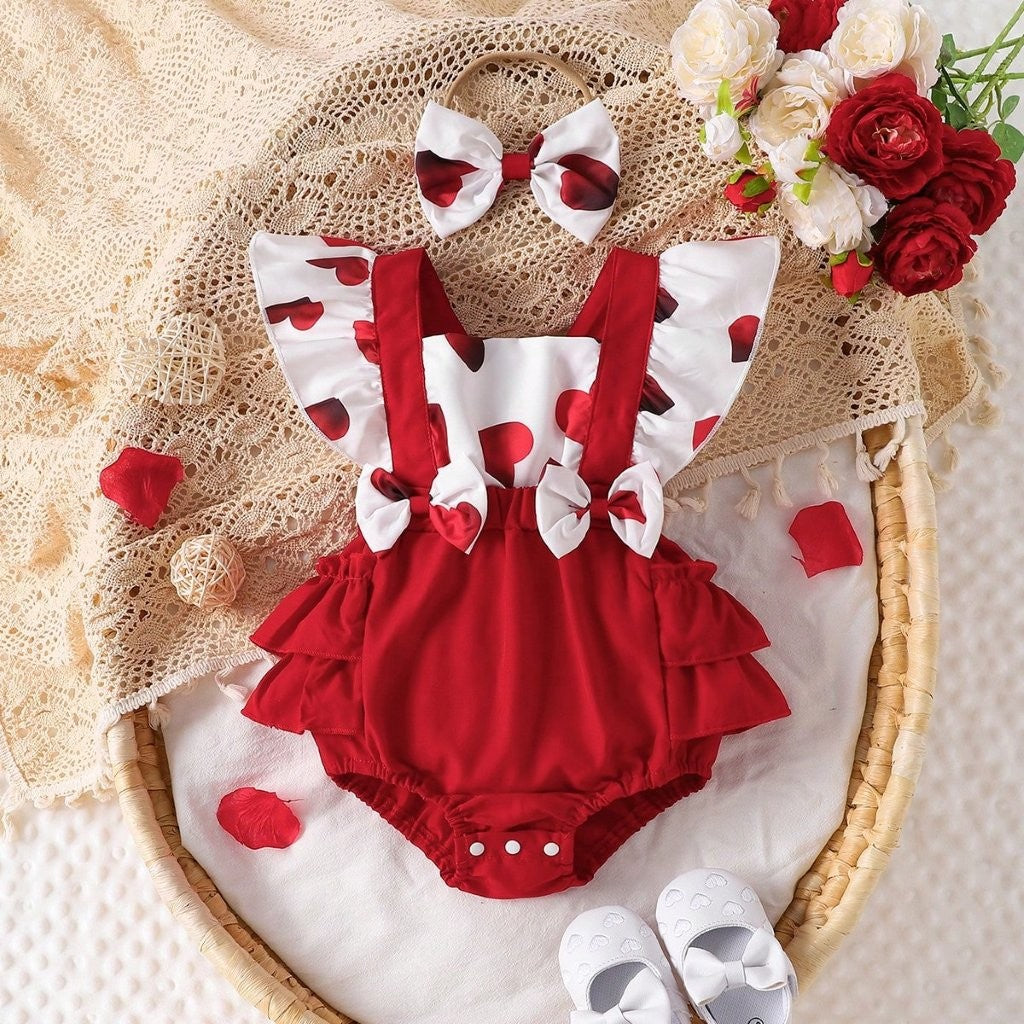 Baby Red Heart Shape Bodysuit Dress