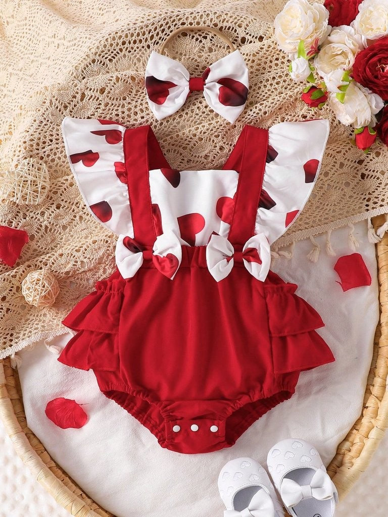 Baby Red Heart Shape Bodysuit Dress