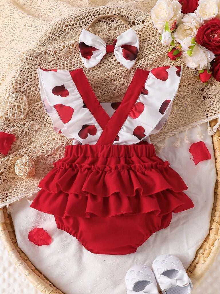 Baby Red Heart Shape Bodysuit Dress