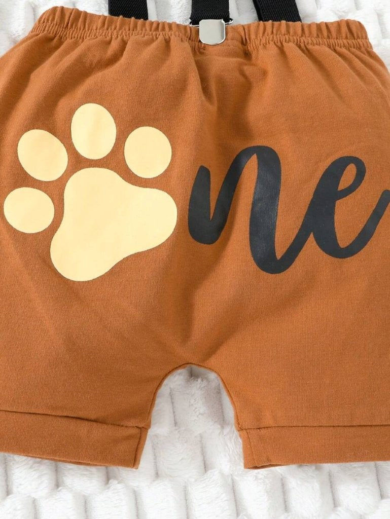 Baby Animals Print One Year Old Birthday Outfit