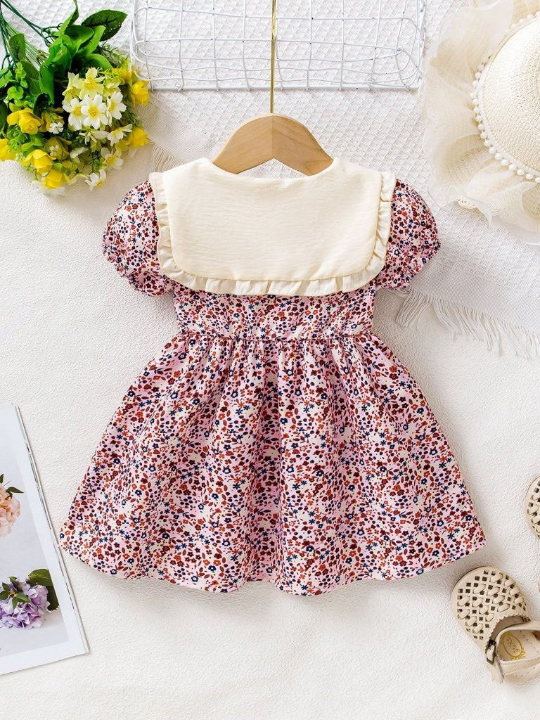 Baby Delicate Big Collar Floral Dress