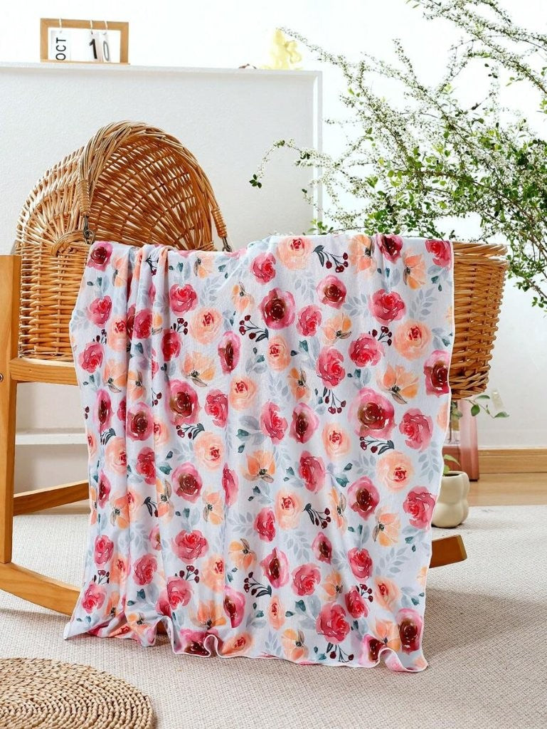 Baby Rose Pattern Swaddle Blanket