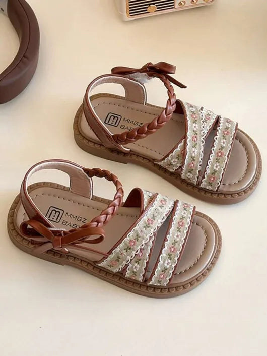 Baby Fashionable Flower Pattern Strap Sandals Brown