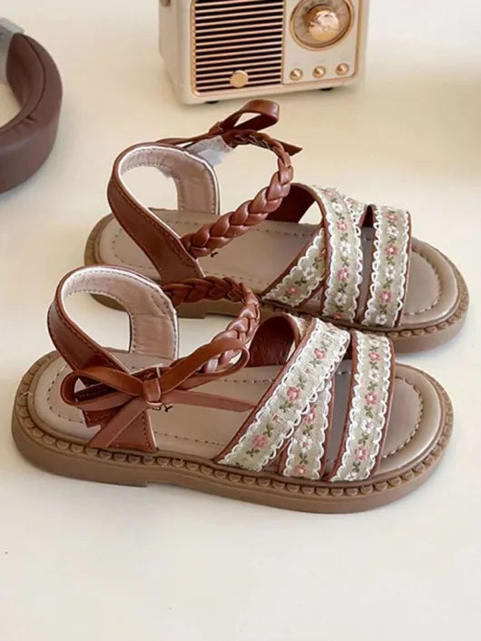 Baby Fashionable Flower Pattern Strap Sandals Brown