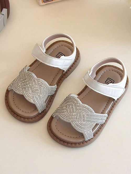 Baby Rhinestone Strap Sandals Beige