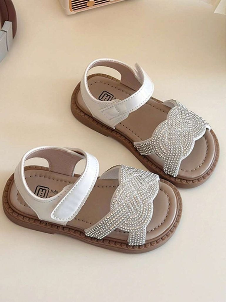 Baby Rhinestone Strap Sandals Beige