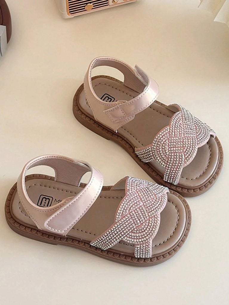 Baby Rhinestone Strap Sandals Pink