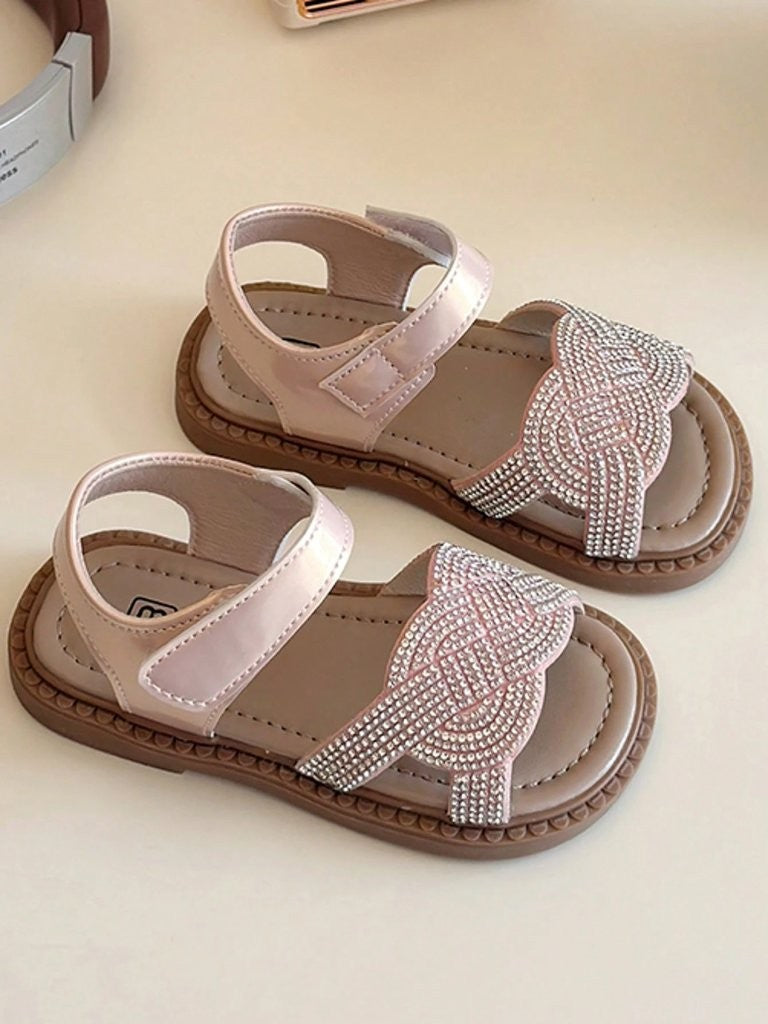 Baby Rhinestone Strap Sandals Pink
