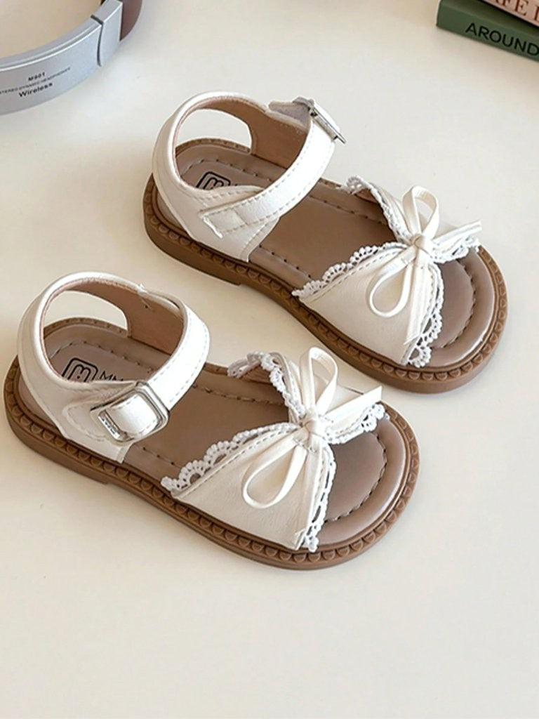 Baby Bow Trim Sandals Beige