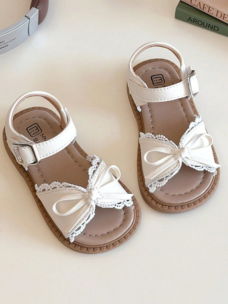 Baby Bow Trim Sandals Beige