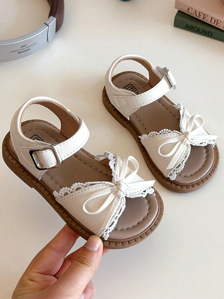 Baby Bow Trim Sandals Beige
