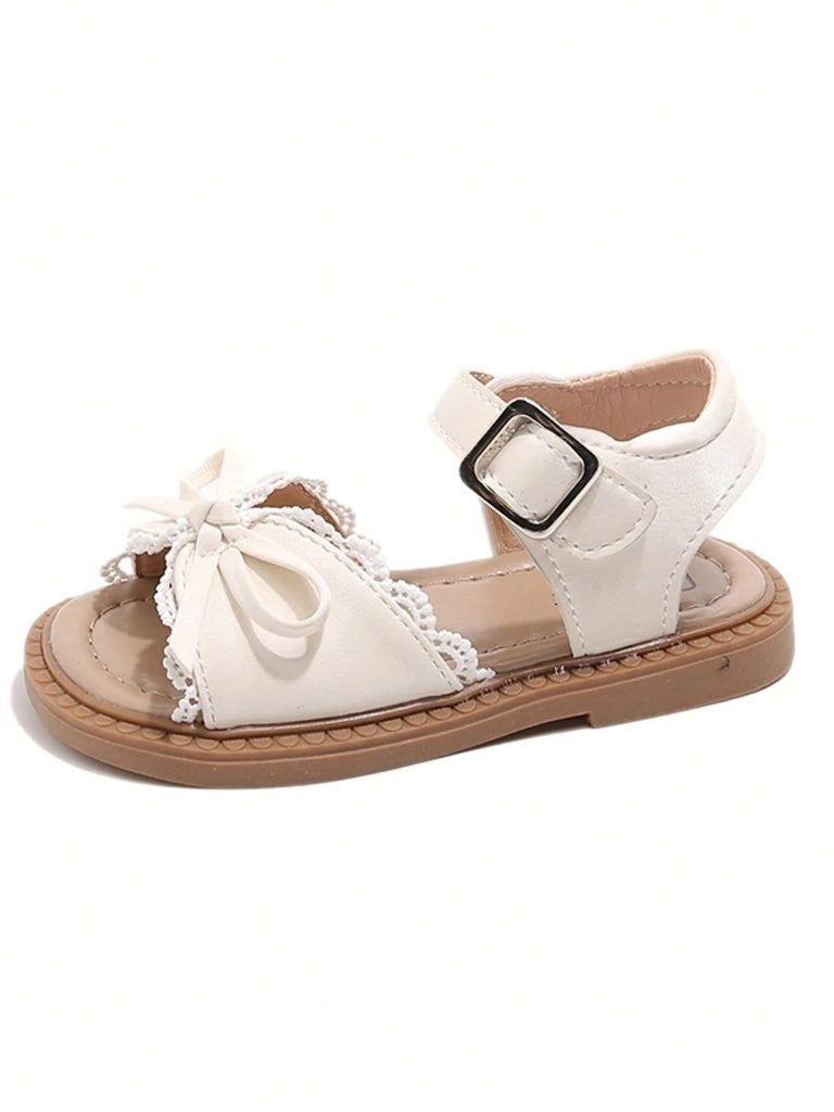 Baby Bow Trim Sandals Beige