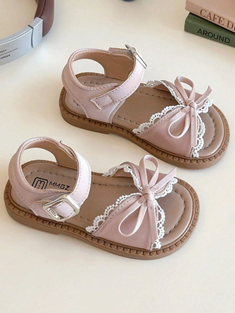 Baby Bow Trim Sandals Pink