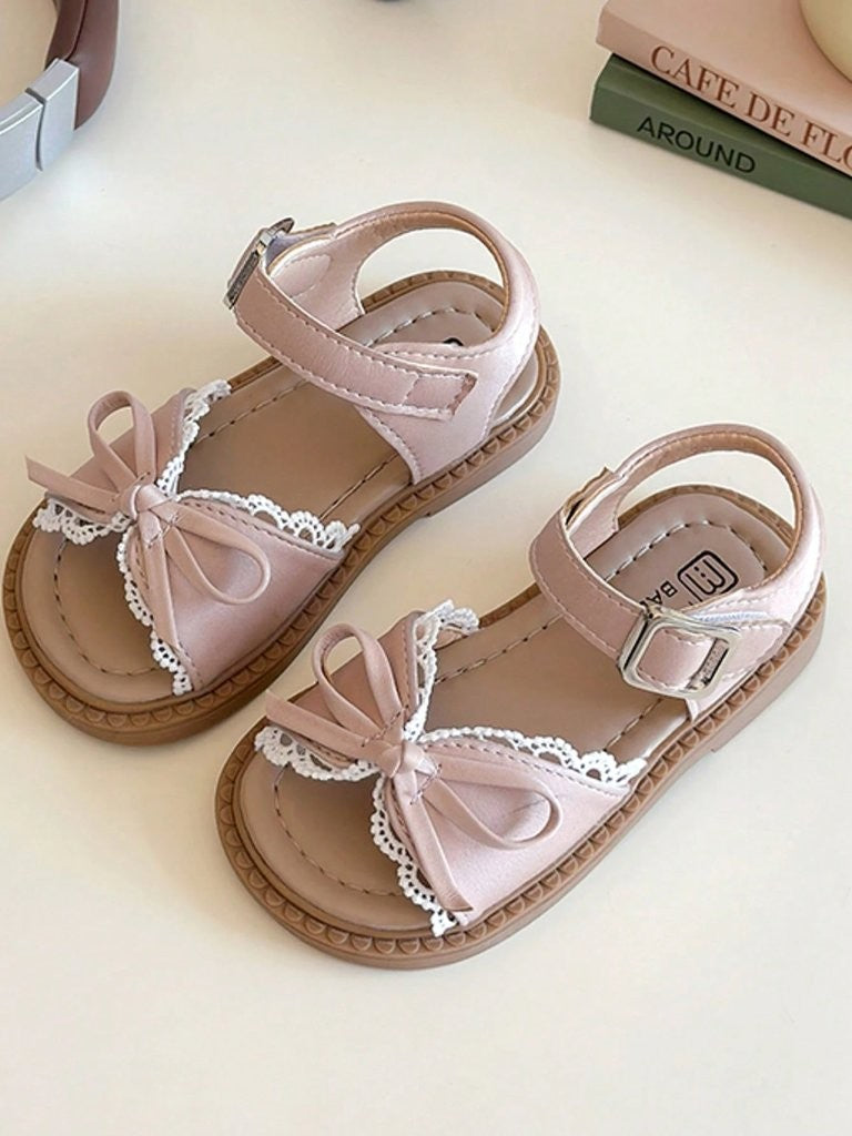 Baby Bow Trim Sandals Pink