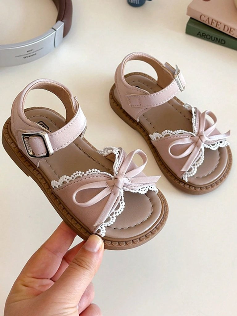 Baby Bow Trim Sandals Pink