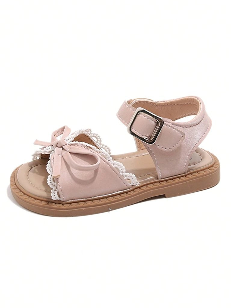 Baby Bow Trim Sandals Pink