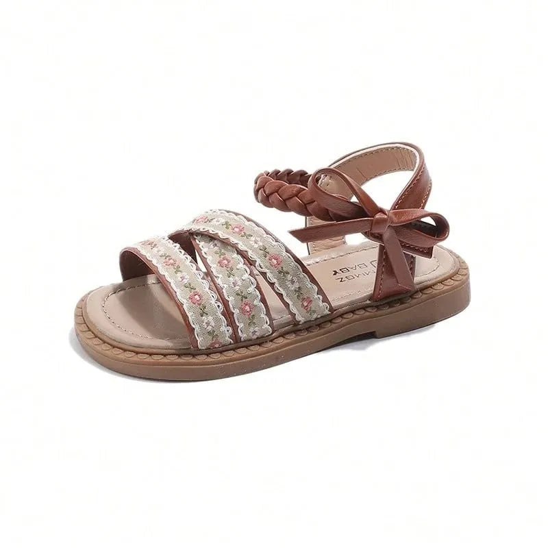 Baby Fashionable Flower Pattern Strap Sandals Brown