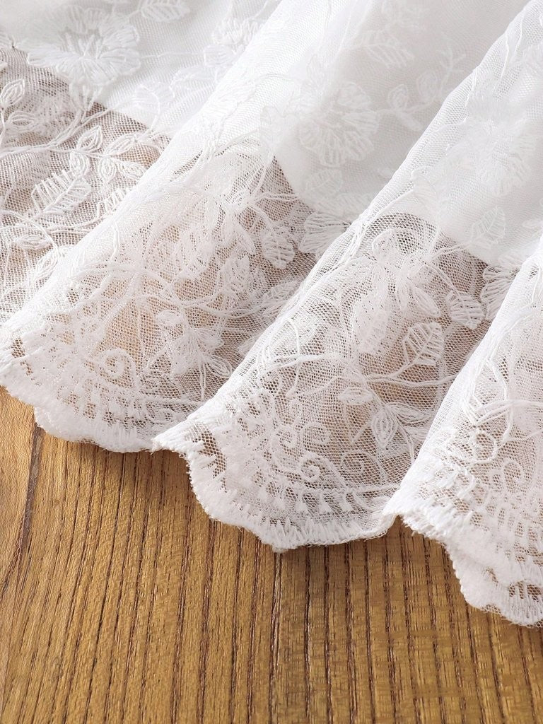 Baby White Flutter Sleeve Dress