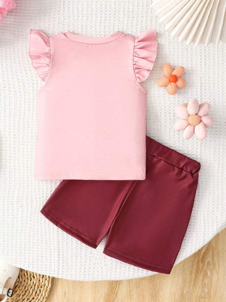 Baby 3D Flower Print Tee And Shorts Set
