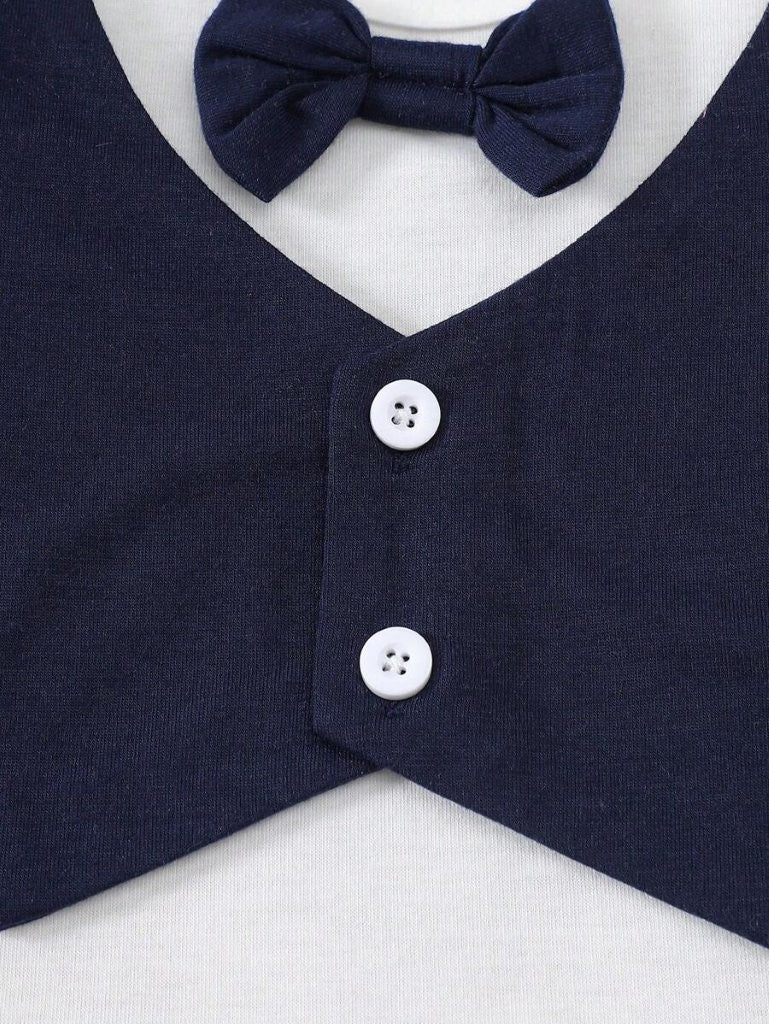 Baby Bow Tie Formal Bodysuit And Pants Set Royal Blue