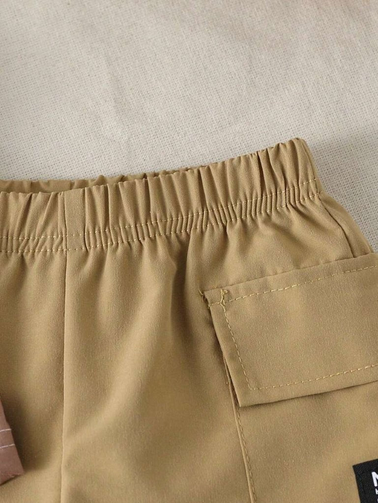 Baby Stripe Tee And Shorts Set Khaki