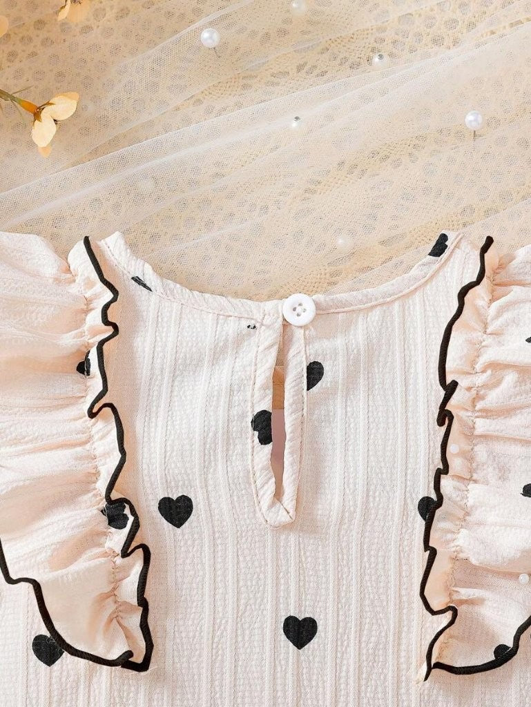 Baby Frilled Heart Top And Shorts Set