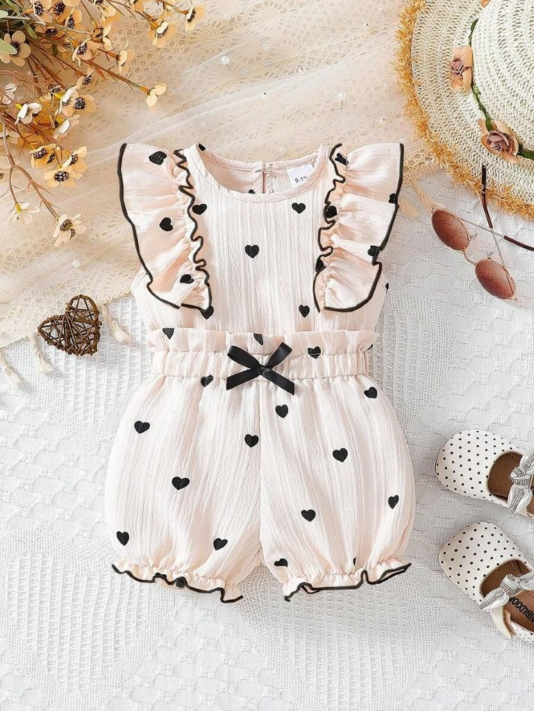 Baby Frilled Heart Top And Shorts Set