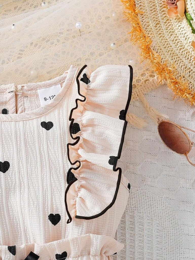 Baby Frilled Heart Top And Shorts Set