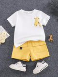 Baby Giraffe Print Tee And Shorts Set