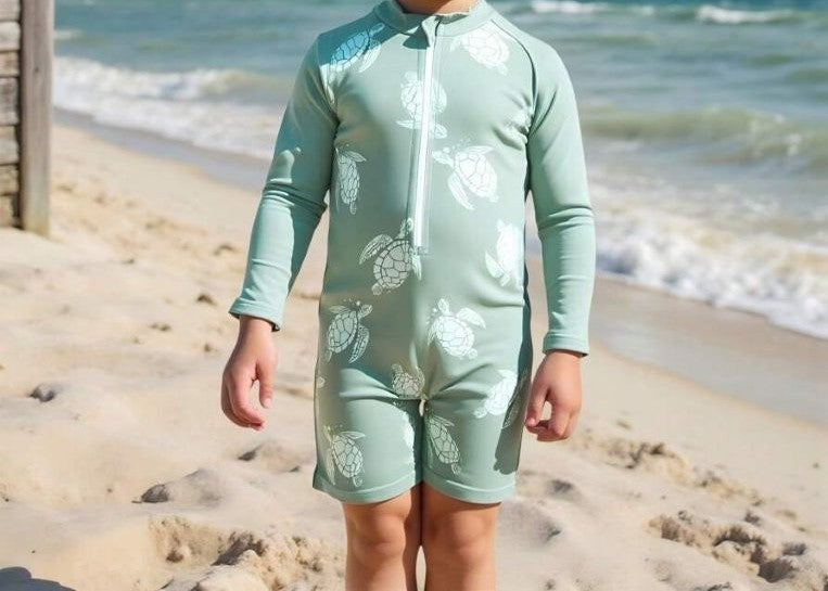 Baby Turtle Print Swimming Costume Set
