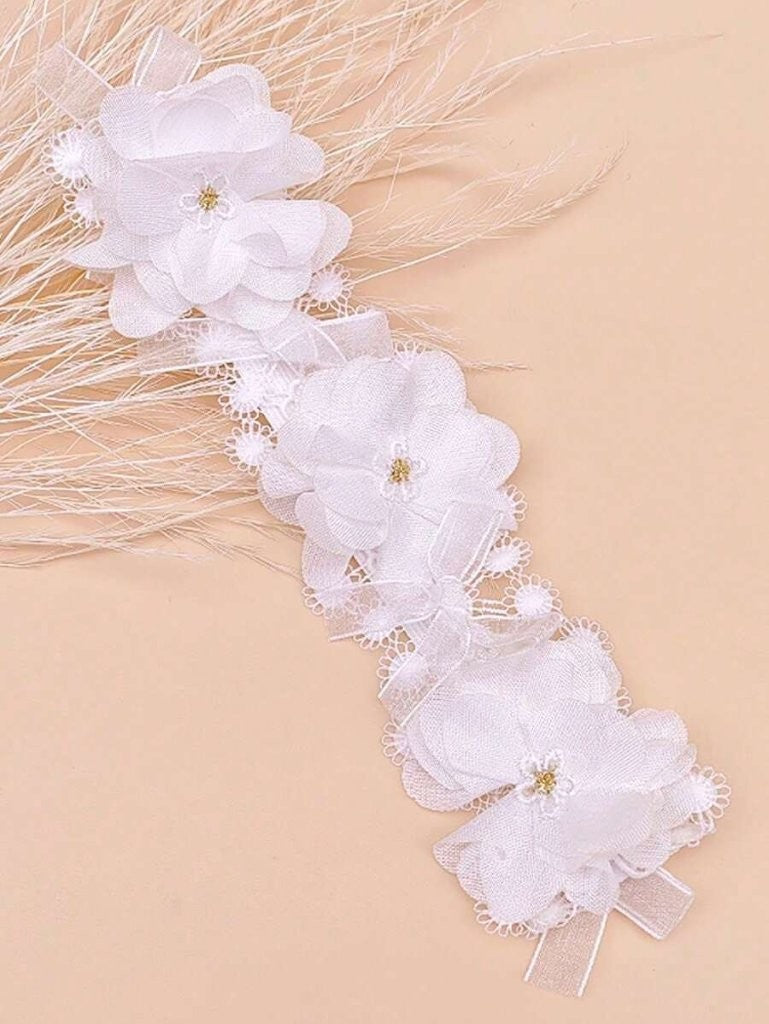 Baby Flower Bow Headband White
