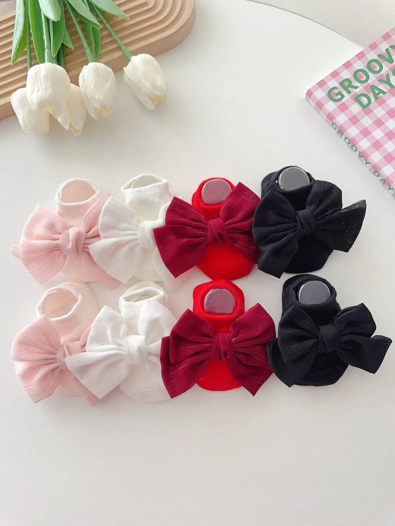 Baby Ankle Socks With Silk Bow Various Colours