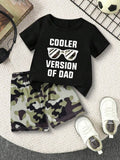 Baby Camo Letter Print Tee And Shorts Set