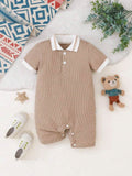 Baby Coffee Brown Textured Romper